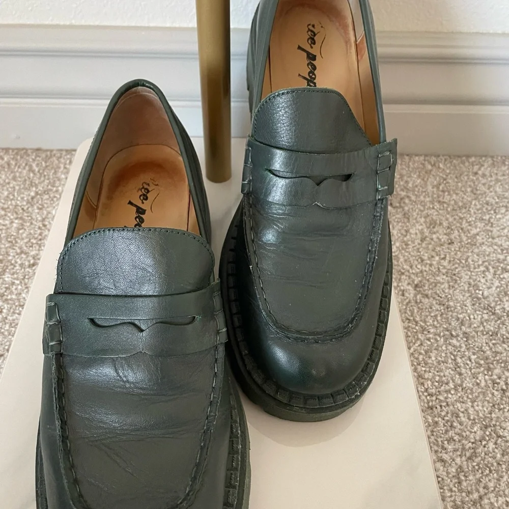 Free People Lyra Lug Sole Green Loafers Size 39.5/9.5 - Picture 2 of 11
